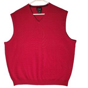 Jos A Banks Signature Collection 100% Italian Merino Wool Knit Vest Mens L Red